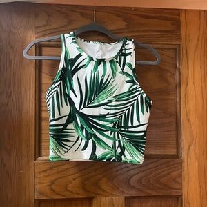 Tropical palm athletic crop top